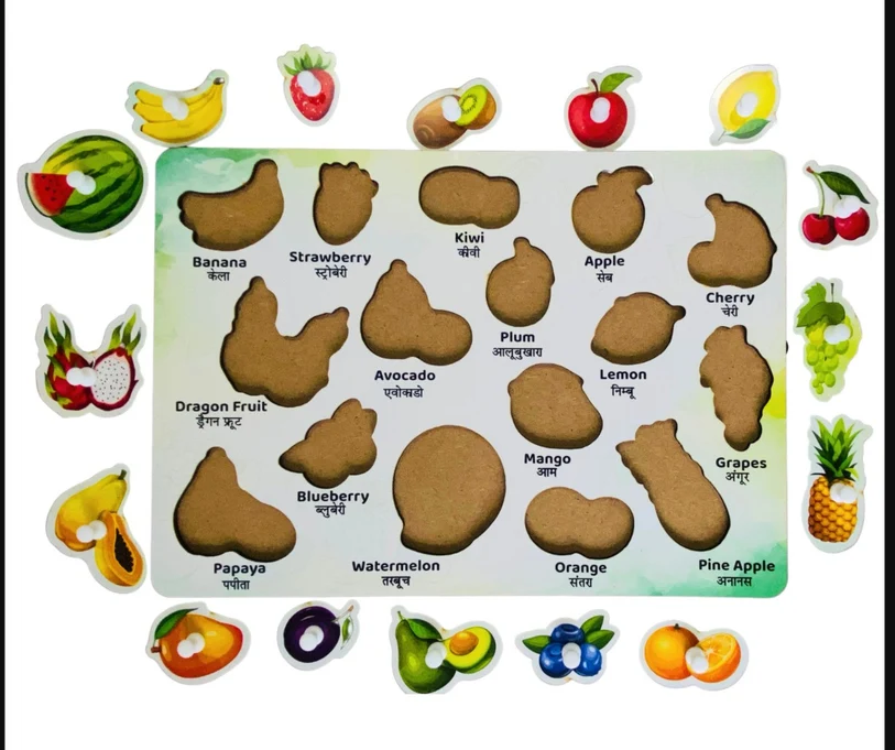 Wooden fruits puzzle board