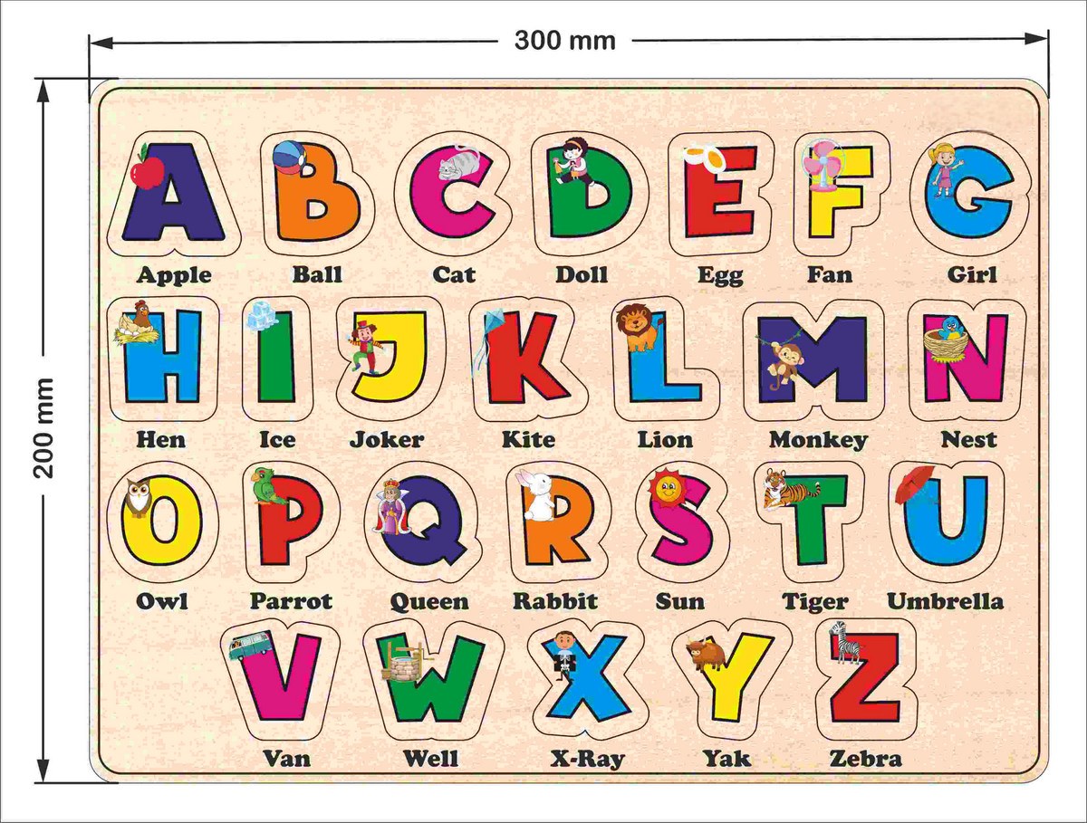 Wooden alphabet puzzle board