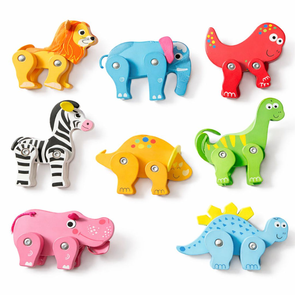 All 8 wooden forest zoo animals
