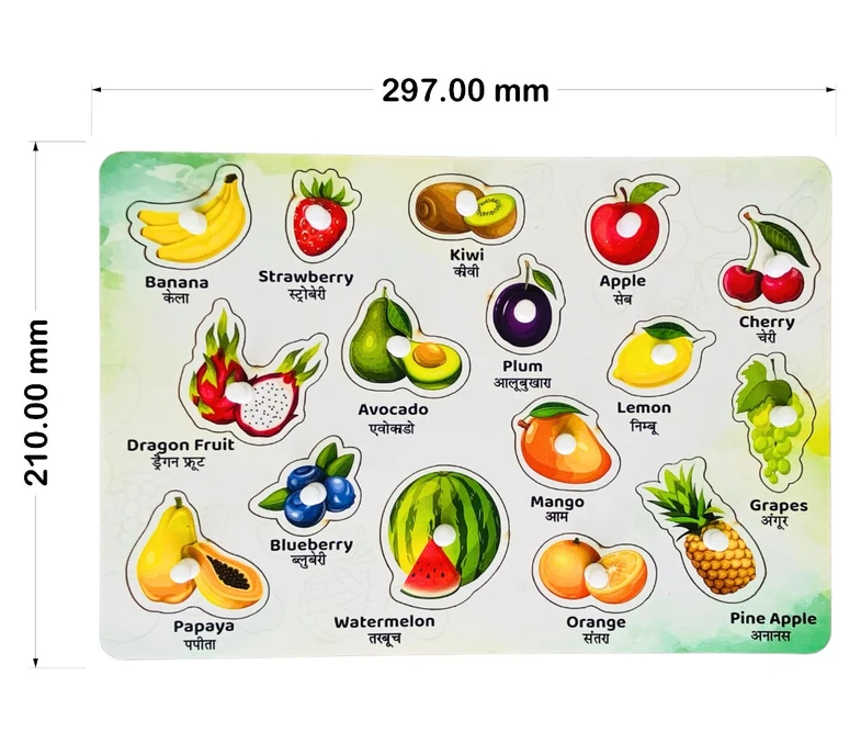 Wooden fruits puzzle board