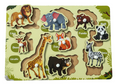 Wooden wild animals puzzle board with knobs, 9 animals