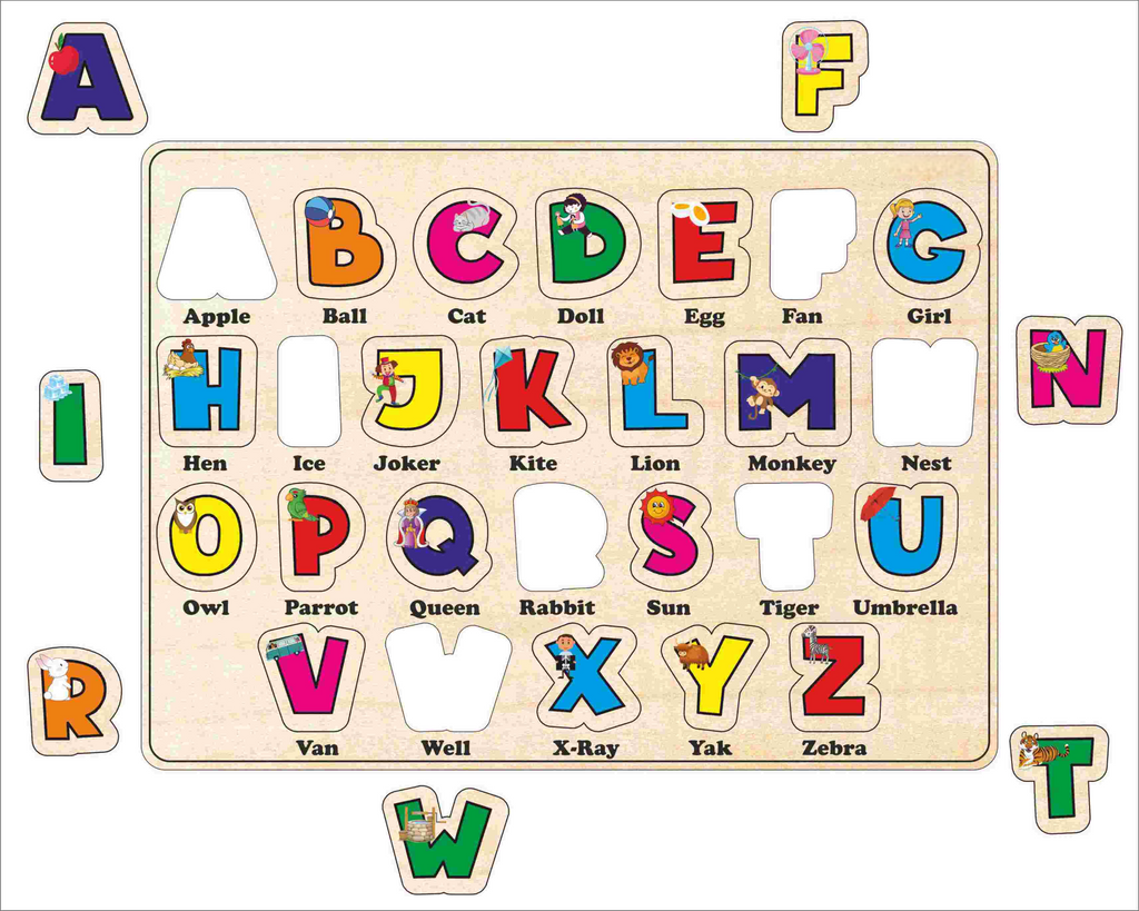 Wooden alphabet puzzle board