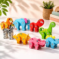 Wooden forest zoo animals set of 8 with movable legs
